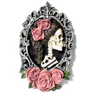 New Halloween 3D Skelton Pink Girly Resin Wall Art Wall Decor Prop Home Decor